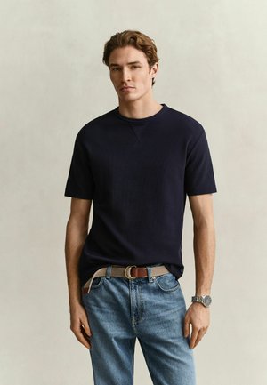 GANT, GANT TEXTURED T-SHIRT - T-shirt basic - evening blue