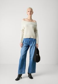 Noisy May NMLIMA OFF SHOULDER - Strikkegenser - oatmeal