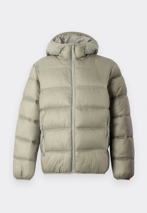 Tommy Jeans HOODED LOGO PUFFER - Zimní bunda - utility sage