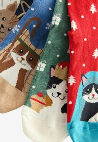 Next CHRISTMAS PATTERN 4 PACK.  REGULAR FIT - Strømper - nativity cats