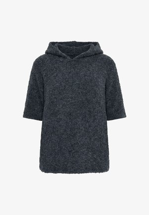 Ulla Popken, MELANGE KNIT SHORT SLEEVE HOODIE - Jersey con capucha - mottled anthracite