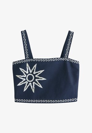Next, PETITE FIT - EMBROIDERED SUN WIDE STRAP - Blouse - navy blue white