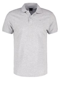 Lichtgrijs polo shirt gemaakt van een katoenmix. Het heeft een kraag met een drievoudige knoopsluiting en korte mouwen. Subtiele logodetail.