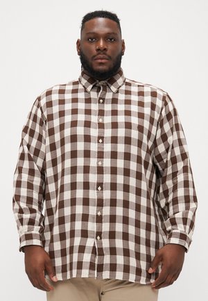 LONG SLEEVE SPORT SHIRT - Vapaa-ajan kauluspaita - cream/brown