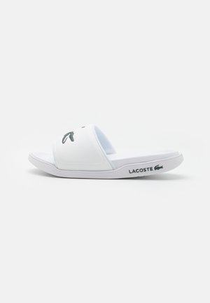 Lacoste SERVE SLIDE - Sandalias planas - white/dark green