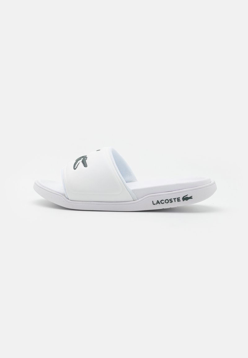 Lacoste SERVE SLIDE - Sandalias planas - white/dark green