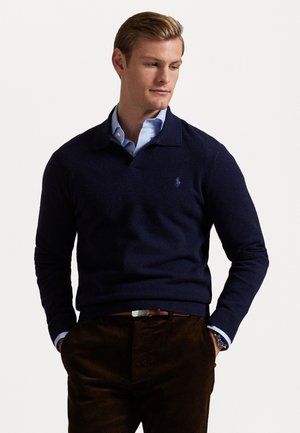 WOOL JOHNNY COLLAR JUMPER - Striktrøje - hunter navy