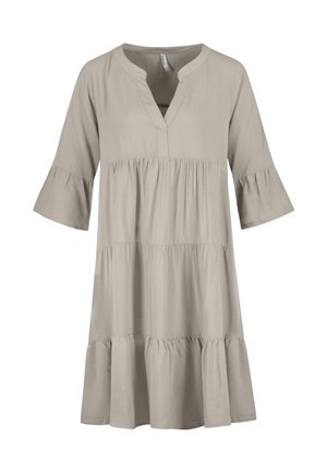 MIT V-AUSSCHNITT UND RÜSCHENSAUM DREIVIERTELARM - Day dress - beige