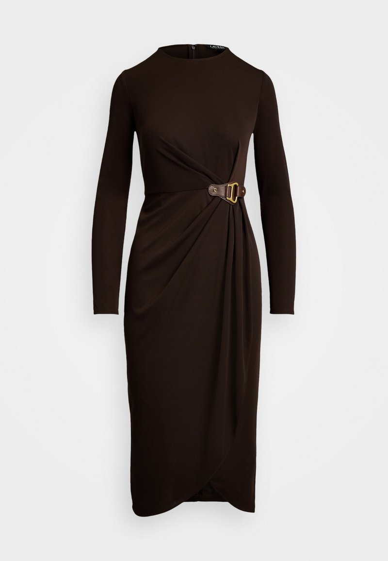Lauren Ralph Lauren BUCKLE TRIM STRETCH JERSEY DRESS - Shift dress -  circuit brown/dark brown - Zalando.co.uk