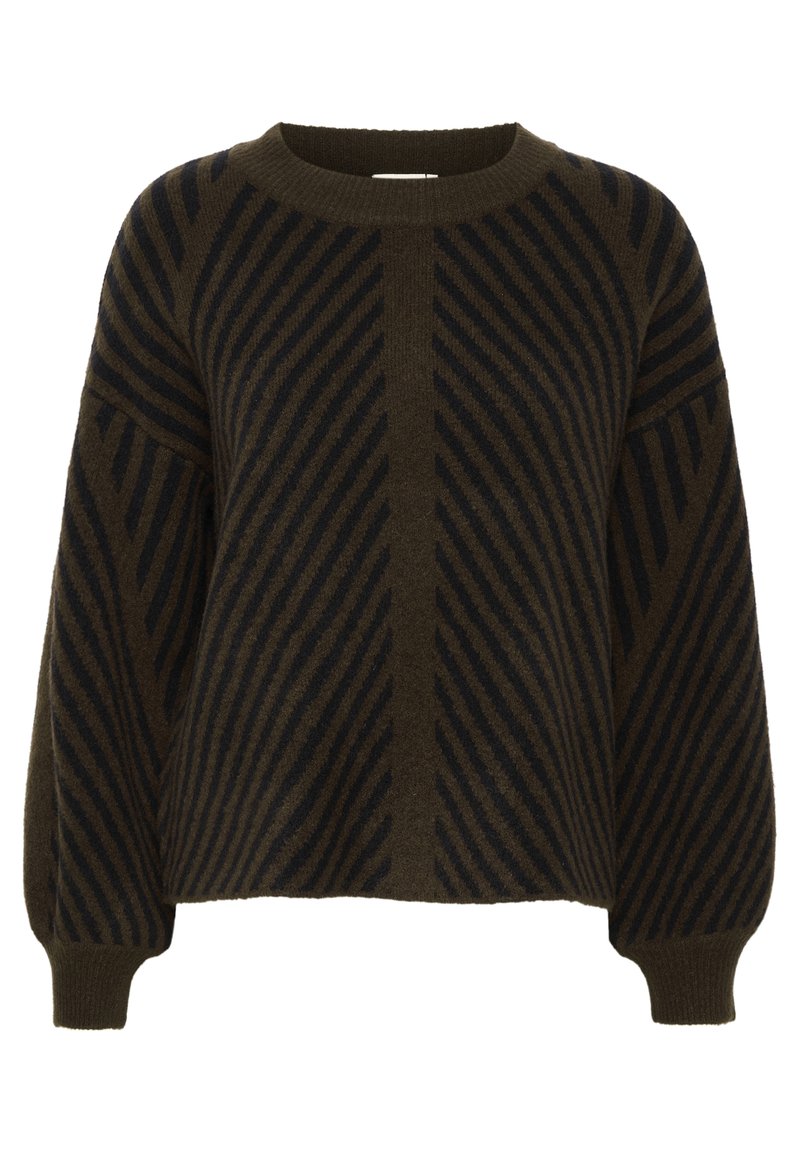 Kaffe KAVERA - Strickpullover - java black stripe/braun - Zalando.at