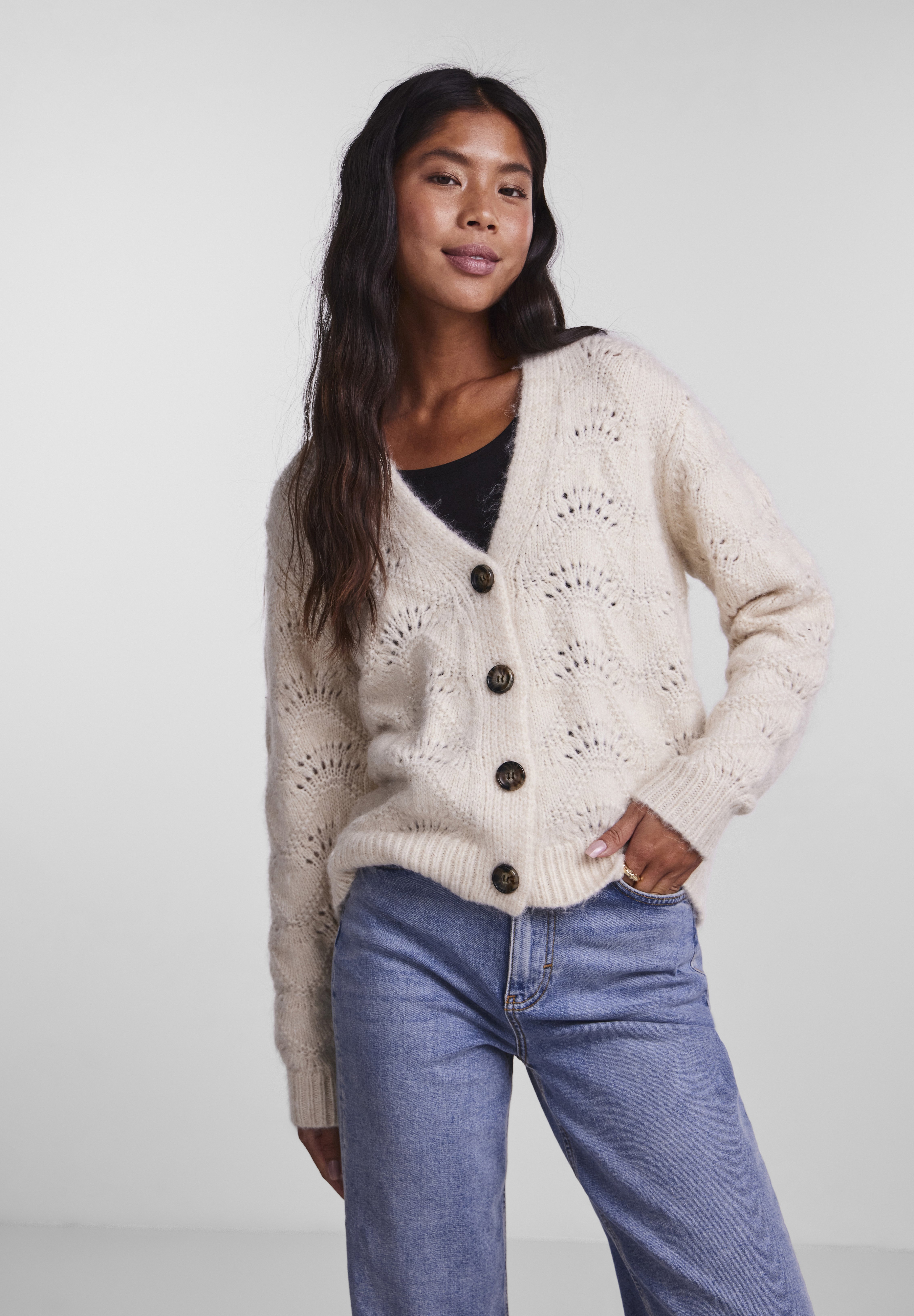 PIECES Damen Strickjacke - Lange Ärmel, Knit Cardigan, Noos Bc