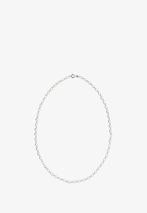 Ezüst nyaklánc, finom lánccal, kör alakú szemekkel és kapoccsal. Simar felület, letisztult kialakítás, könnyed megjelenés.