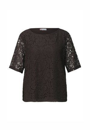 Street One, 2-IN-1 T-SHIRT AUS SPITZE MIT INNENTOP - Blouse - black coffee
