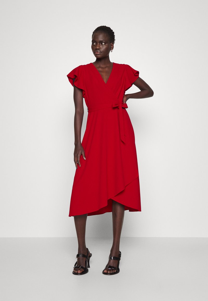 DKNY FLUTTER SLEEVE V NECK WRAP DRESS Day dress scarlet/red