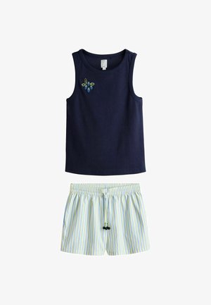 Next, REGULAR FIT - RIB VEST AND WOVEN SHORT PYJAMAS SET - Yöasusetti - navy stripe