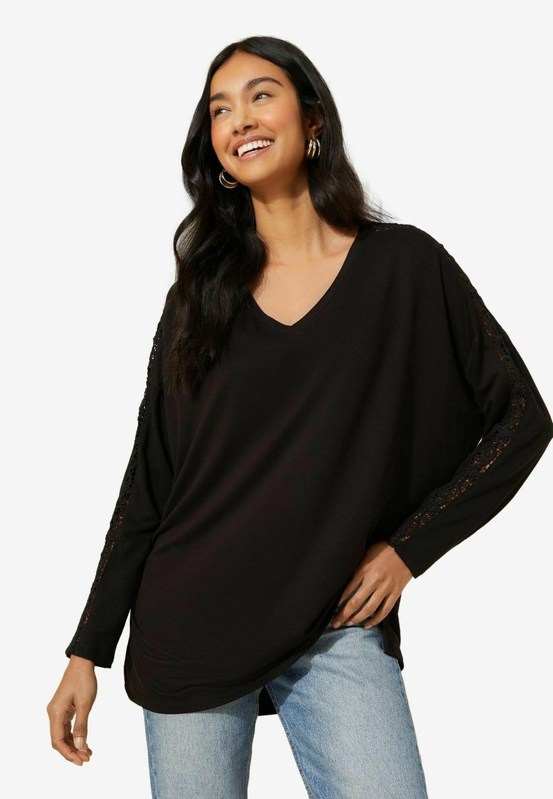 Friends Like These V NECK - Hosszú ujjú felső - black crochet