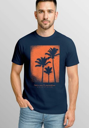 PALMEN FOTO VINTAGE RETRO STREETWEAR - Print T-shirt - navy/orange