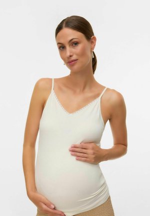 TANK ENG ANLIEGEND V-AUSSCHNITT VERSTELLBARE TRÄGER TOP - Top - snow white