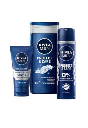 TRAVEL BUDDY GESCHENKSET PROTECT & CARE DEO + PFLEGEDUSCHE + CREME + TASCHE - Shower gel - -