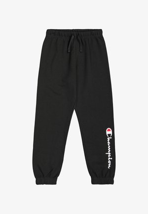 Zwarte katoen sweatpants met een elastische tailleband, trekkoord en elastische boorden. Bevat het witte 'Champion' logo aan de linkerkant.