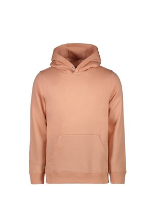 Sweat à capuche rose en mélange de coton. Il dispose d'une poche avant, de poignets côtelés et d'une capuche à cordon avec le texte en relief "DENIM 1982."