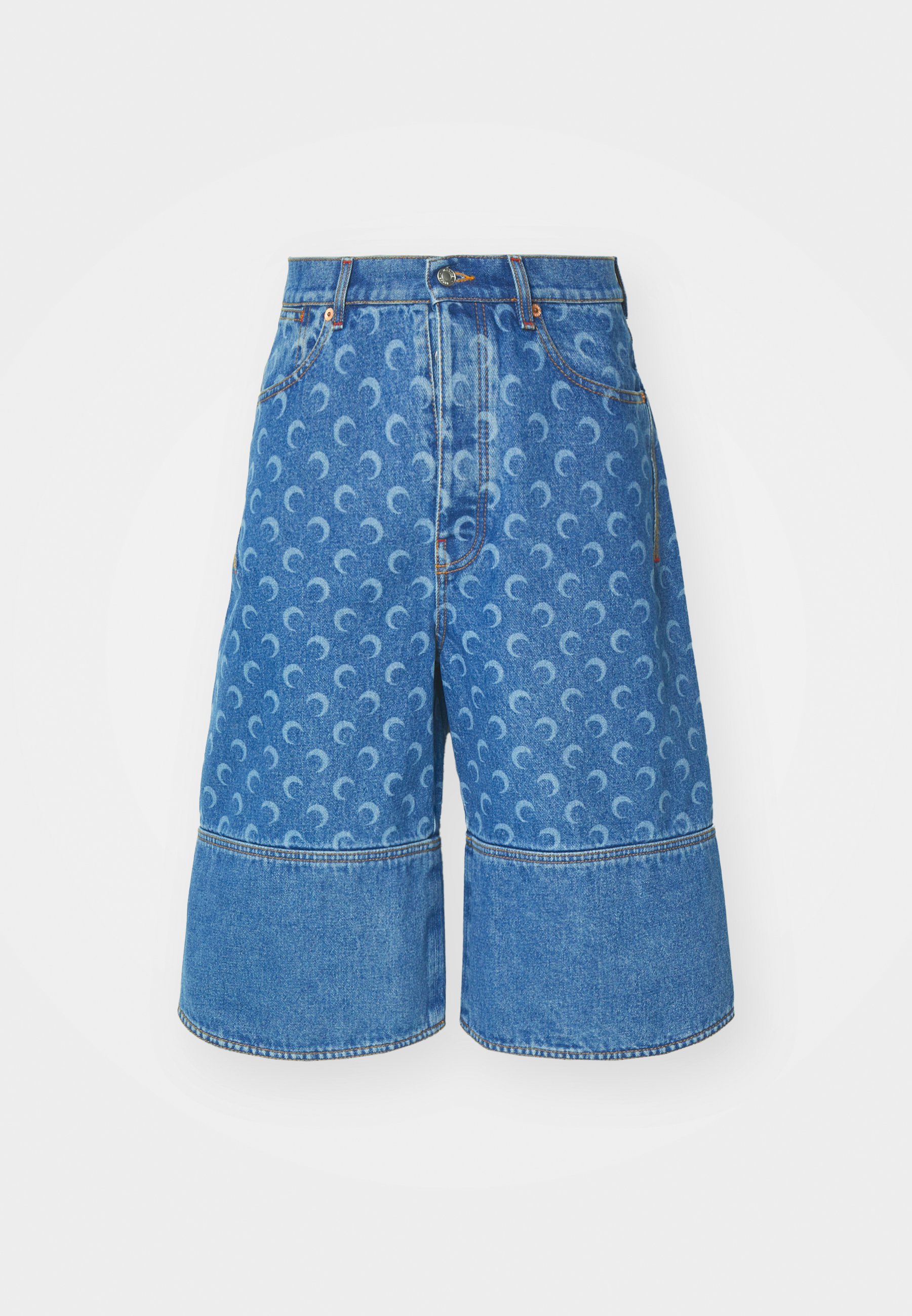 MARINE SERRE MOON BERMUDAS UNISEX - Denim shorts - light blue