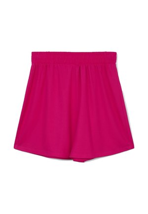 Shorts fuchsia en tissu doux, avec une taille élastique et une coupe fluide à jambes larges. Sans motifs ni embellissements.