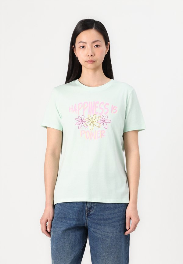 PCMOLLY O NECK TEE - Print T-shirt - dusty aqua