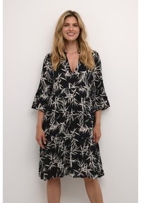 Kaffe - HERA AMBER  - Jurk - black/white leaf print Miniatuurafbeelding 1