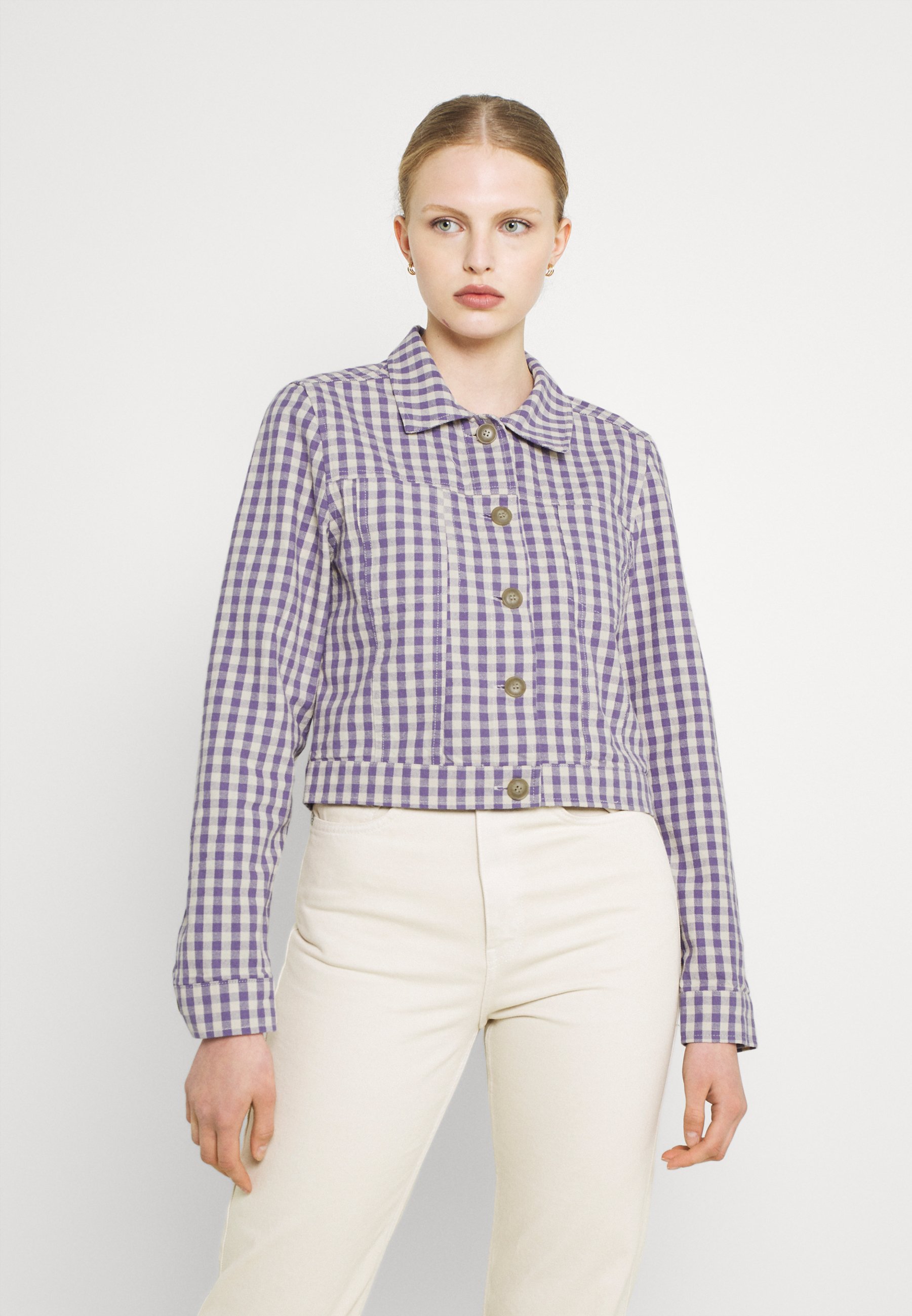 Monki MIRJA JACKET - Blazer - gingham/blau