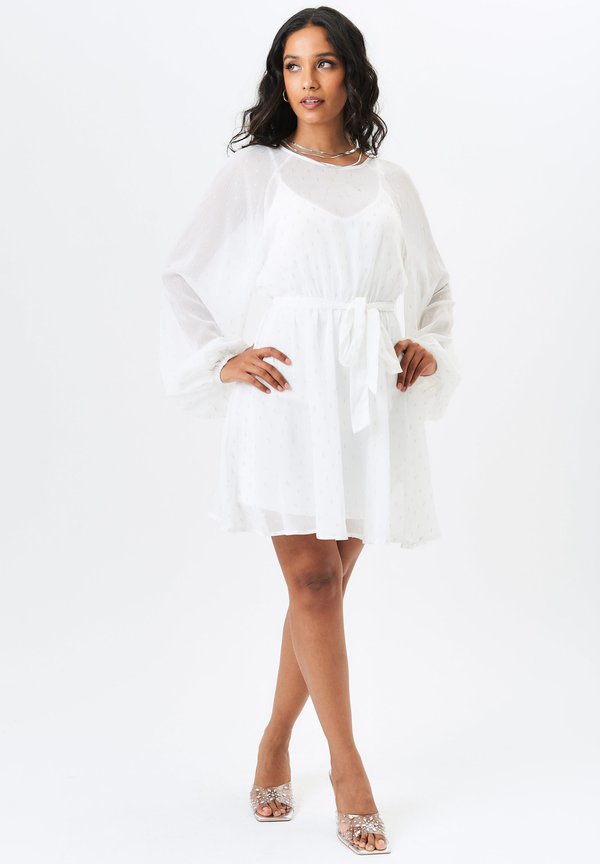 LONG SLEEVE FOIL MINI - Day dress - ivory2