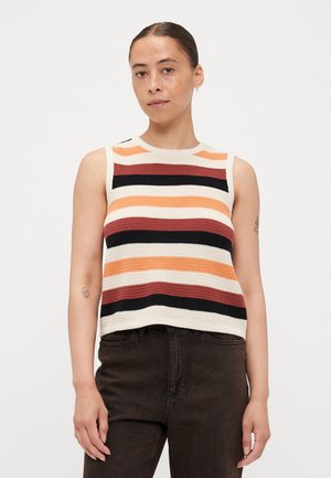 VMARUBA O NECK - Strickpullover - birch/marasala/black/coppertan