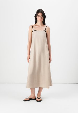 ONLY ONLLINO LONG CONTRAST DRESS - Maxi-jurk - oxford tan