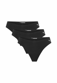 Ensemble de trois strings noirs en coton, avec un design sans coutures, une texture douce et une taille large avec des détails de logo.