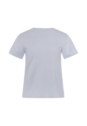 Enkel lysegrå kortærmet T-shirt lagt fladt på en hvid baggrund, vist fra forsiden, uden synlige logoer eller design.