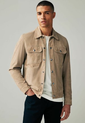 Next REGULAR FIT - Usnjena jakna - neutral