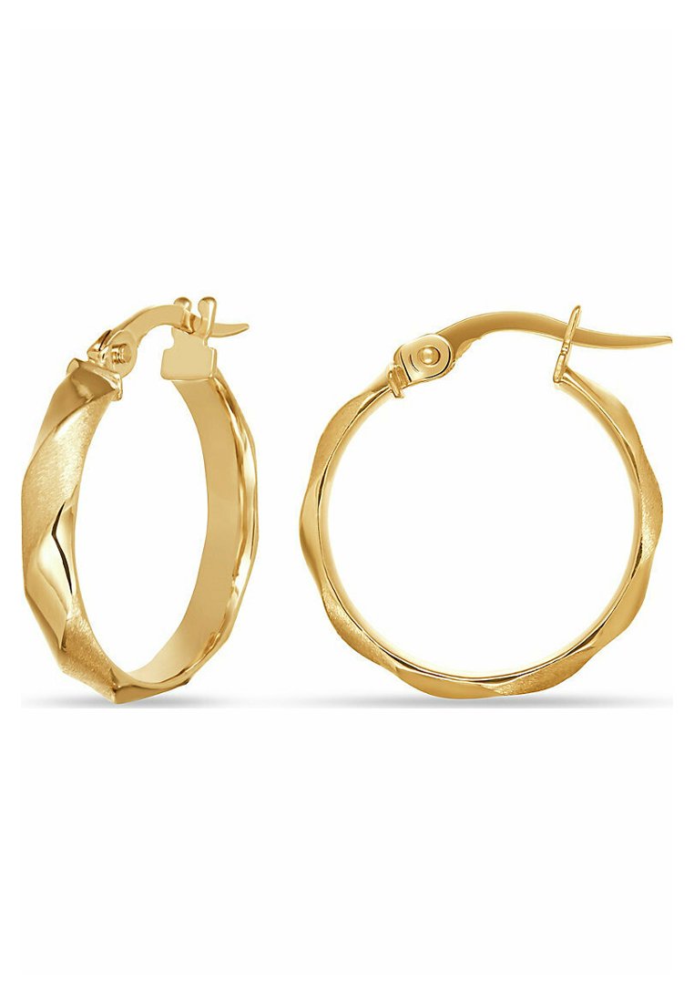 Guldtonade, vridna hängörhängen med en slät finish. Designen har en säker låsbackförslutning för enkel användning.