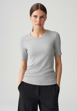 SLIM FIT RIB - Basic T-shirt - hazy fog melange