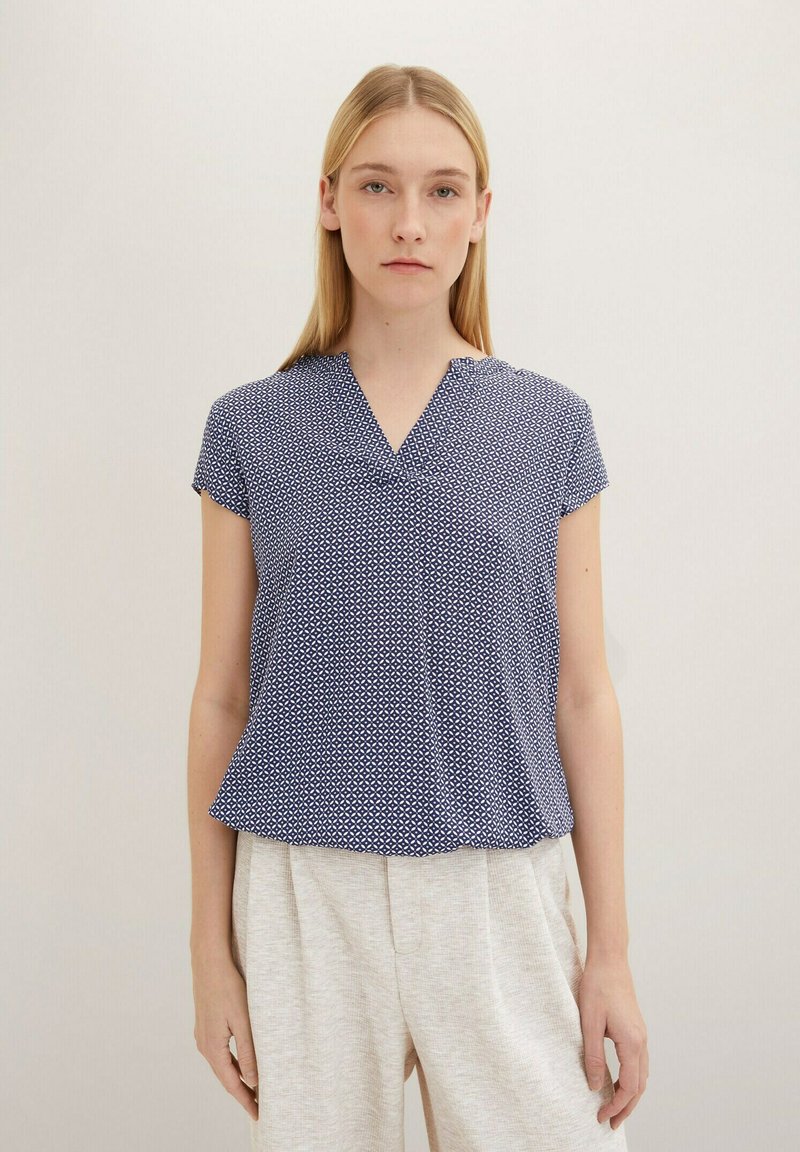 TOM TAILOR Bluse - navy geometrical design