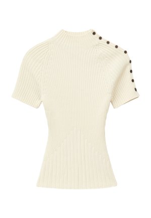& OTHER STORIES, & OTHER STORIES MOCK-NECK RIBBED TOP - T-shirt imprimé - off white