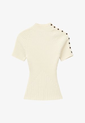 & OTHER STORIES, & OTHER STORIES MOCK-NECK RIBBED TOP - T-shirt imprimé - off white