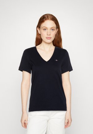 SHIELD V NECK - Basic T-shirt - evening blue