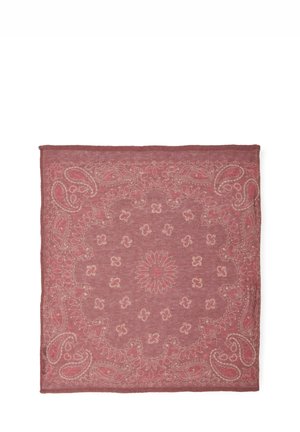 Square dusty rose bandana with intricate paisley and floral patterns in lighter pink tones.