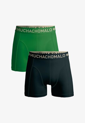 Zelené a černé boxerky s měkkým elastickým pasem, na kterém je logo "MUCHACHOMALO", vyrobené z hladké tkaniny s fitted designem.