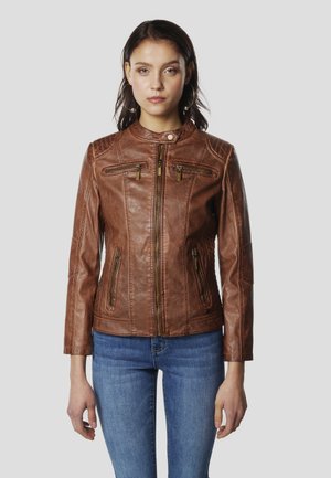 BIKER - Chaqueta de cuero sintético - marron   brown
