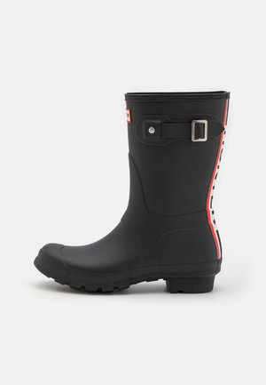 WOMENS SHORT TRI COLOUR LOGO BACKSTRAP BOOT - Botas de agua - black