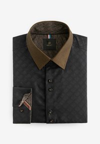 Next TEXTURED TRIMMED REGULAR FIT SINGLE CUFF - Hemd - black gold