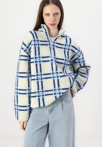 BDG Urban Outfitters CHECK FLUFFY  - Flísová bunda - ecru/blue