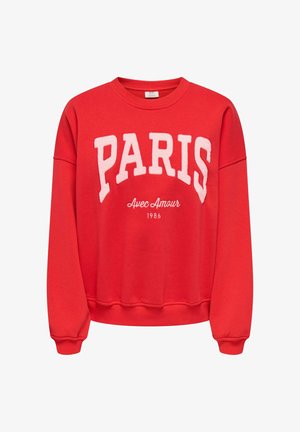 JDY, JDYMESA L/S O-NECK EMB SWEAT JRS NOOS - Pusa - racing red