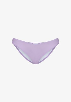 Lavender bikini bottom with a smooth finish, low-rise cut, and white lining. Features a minimalistic design and no visible hardware.